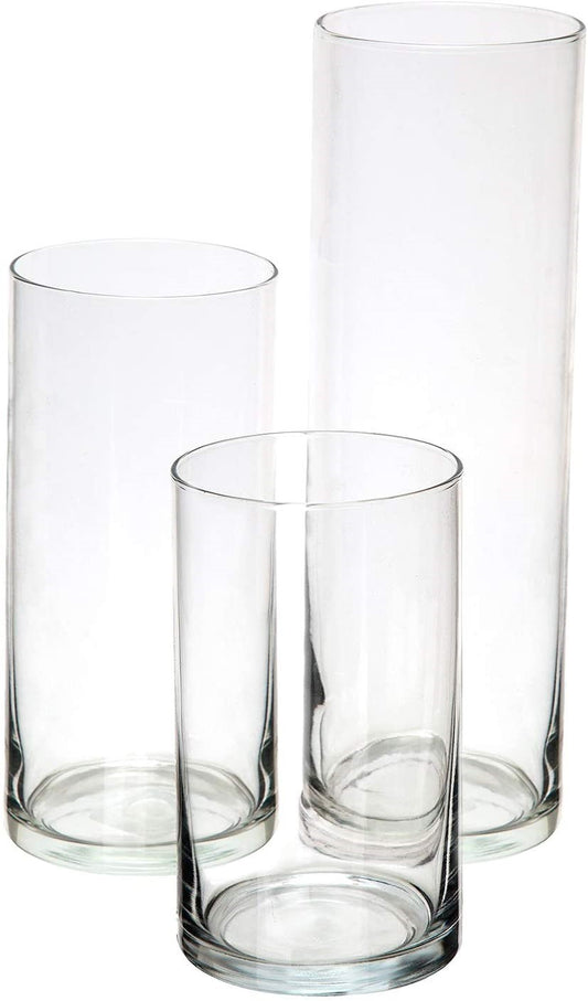 فازة زجاجية شفاف أسطوانية الشكل 