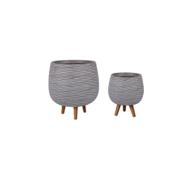 Wooden Legs Jar Shape Fiber Clay Pots- China