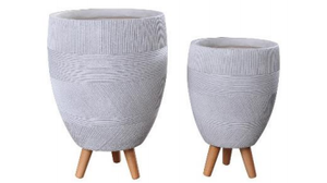 Wooden Legs Jar Shape Fiber Clay Pots- China