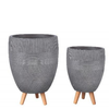 Wooden Legs Jar Shape Fiber Clay Pots- China