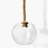 Spherical Shape  Hanging Glass Vase With Rope
