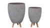 Wooden Legs Jar Shape Fiber Clay Pots- China