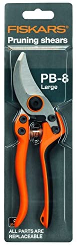 Fiskars Pruning shears, Large (PB-8), steel blades, Length: 21 cm, Black/Orange - Made in Finland